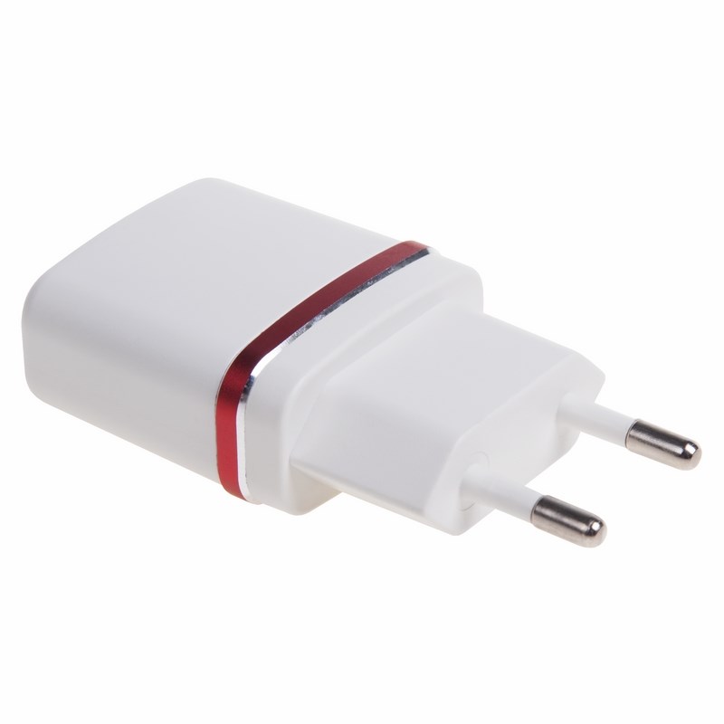 Зарядное устройство 18-2211 ∙ Сетевое зарядное устройство USB (СЗУ) (5V, 1000 mA) белое с красной полоской Rexant