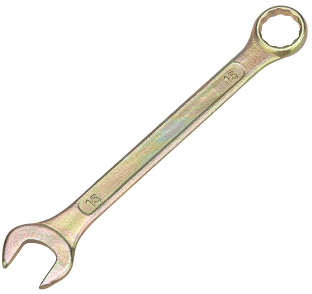 Ключ 12-5810-2 ∙ Ключ комбинированный REXANT 15 мм, желтый цинк