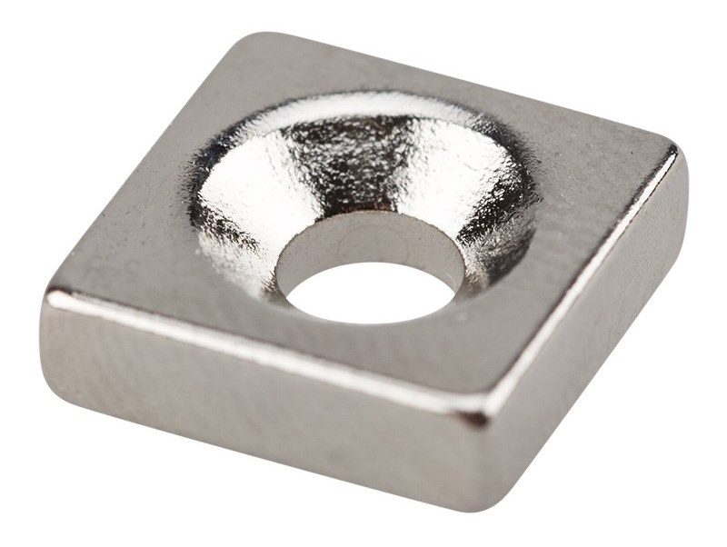 Магнит 72-3700 ∙ Неодимовый магнитный прямоугольник 10х10х3 мм с зенковкой 6х3,5 мм (упаковка 3 шт.)
