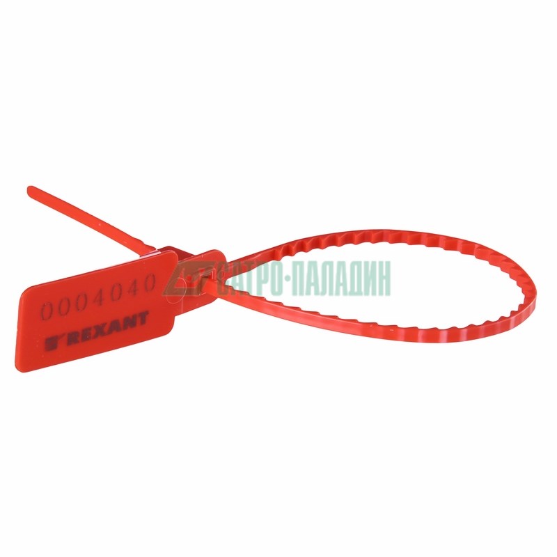 Маркер для кабеля 07-6121 ∙ Пломба пластиковая номерная 255 мм красная REXANT ∙ кратно 50 шт